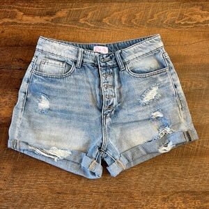Pink Lily Blue Distressed Jean Shorts